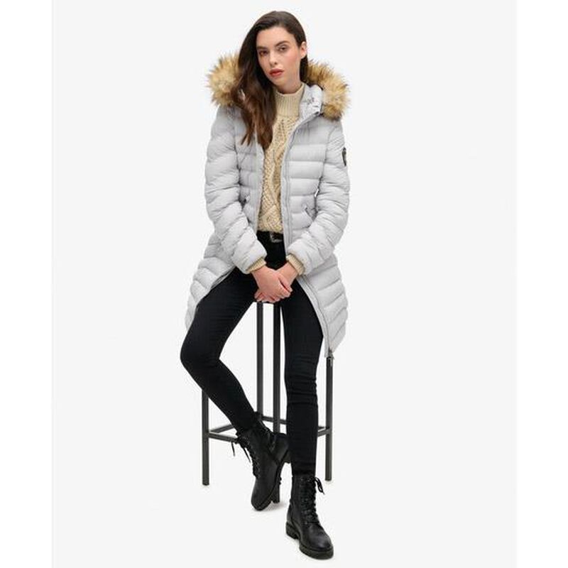 Superdry Fuji Faux Fur Hood Mid Length image number 3